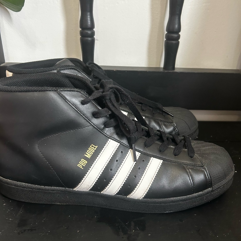 Rate Adidas PRO MODEL Black Leather Sz  11.5 Men's Shoes B39368 Hi Top Sneakers